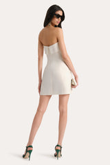 Lauren Linen Fold over Mini Dress | Elie Tahari FRESH PEARL