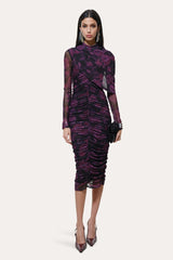 Georgia Ruched Mesh Dress | Elie Tahari WILD ROSE