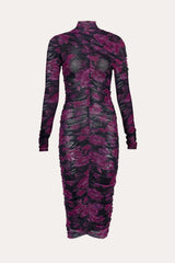 Georgia Ruched Mesh Dress | Elie Tahari WILD ROSE