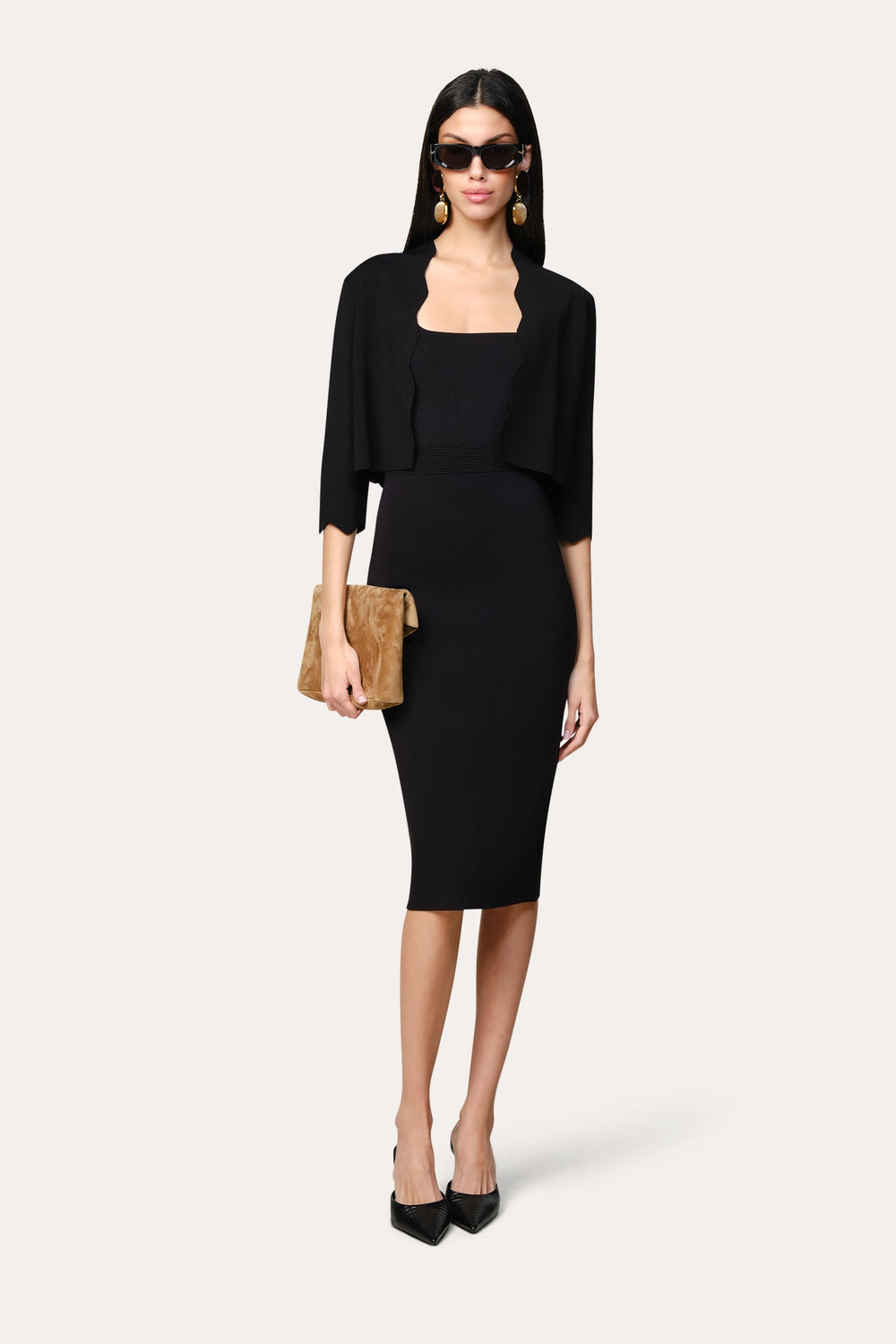 Scallop Cardigan | Elie Tahari BLACK