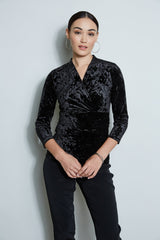 Crushed Velvet Ruched Knit | Elie Tahari BLACK