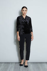 Crushed Velvet Ruched Knit | Elie Tahari BLACK