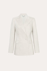 Solenne Double Breasted Linen Blazer | Elie Tahari PUTTY MELANGE