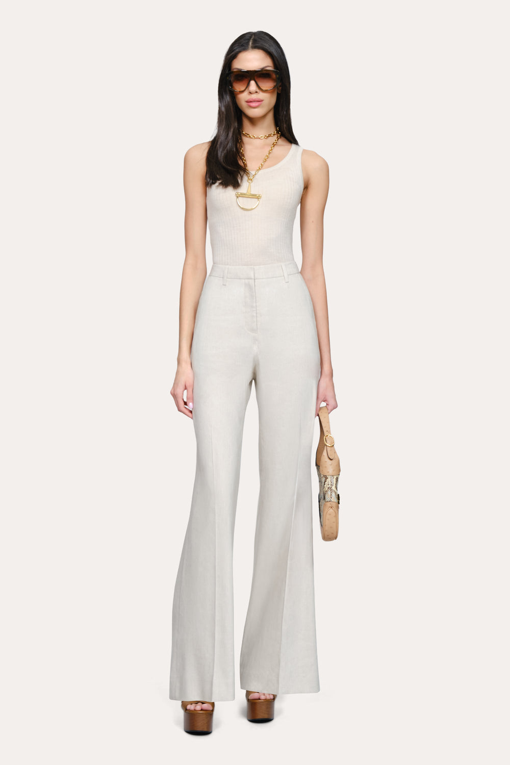 Solenne Linen Pant | Elie Tahari PUTTY MELANGE