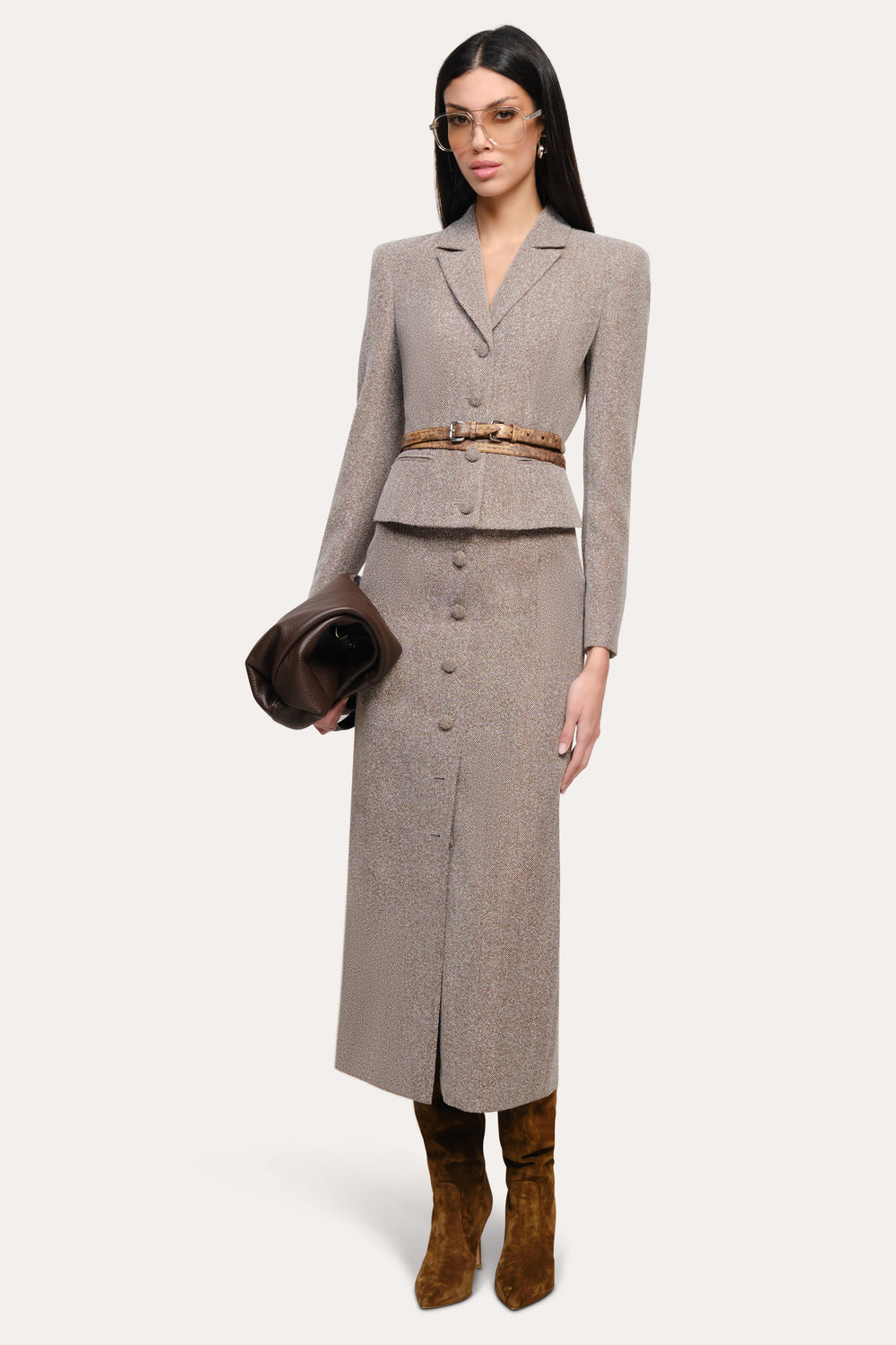 Pamela Bouclé Tailored Blazer | Elie Tahari BROWN MELANGE