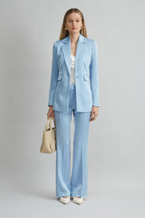 Satin Fit & Flare Pant | Elie Tahari MARBLE BLUE