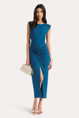 Gwen Ruched Midi Dress | Elie Tahari TEAL ECLIPSE