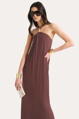 Aurora Halterneck Maxi Dress | Elie Tahari VINTAGE ROUGE