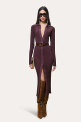 Roxanne Ribbed Duster Dress | Elie Tahari PORT WINE