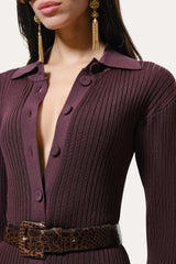 Roxanne Ribbed Duster Dress | Elie Tahari PORT WINE