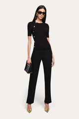 Daphne Ribbed Short Sleeve Top | Elie Tahari BLACK