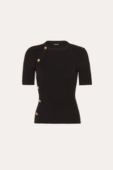 Daphne Ribbed Short Sleeve Top | Elie Tahari BLACK