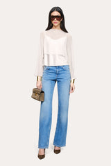 Sienna Silk Overlay Blouse | Elie Tahari CAMELLIA VEIL