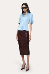 Sylvie Silk Charmeuse Short Sleeve Shirt | Elie Tahari CELESTINE