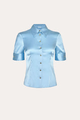 Sylvie Silk Charmeuse Short Sleeve Shirt | Elie Tahari CELESTINE