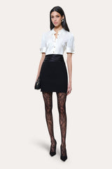 Sylvie Silk Charmeuse Short Sleeve Shirt | Elie Tahari FRESH PEARL