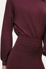 Yara Milano Knit Midi Dress | Elie Tahari PORT WINE