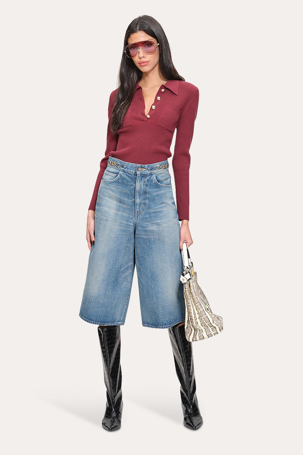 Classic Knitted Polo | Elie Tahari MULBERRY