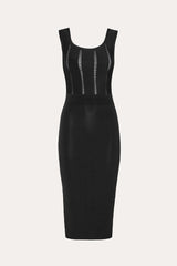 Sylvie Milano Pointelle Midi Dress | Elie Tahari BLACK
