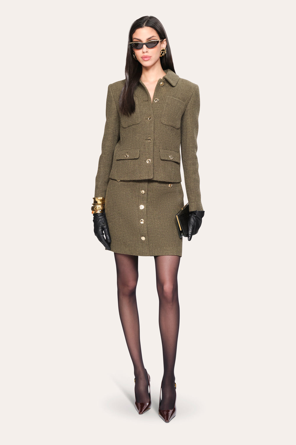 Ella Tweed Jacket | Elie Tahari OLIVE