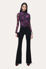 Georgia Ruched Mesh Top | Elie Tahari WILD ROSE