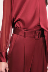 Satin Belted Pant | Elie Tahari SANGRIA