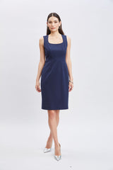 Square Neck Slim Dress | Elie Tahari INDIGO