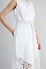 Cotton Lace Hem Dress | Elie Tahari WHITE