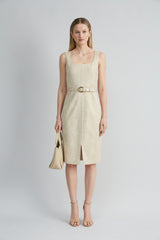 Scallop Melange Dress | Elie Tahari CASHEW MELANGE