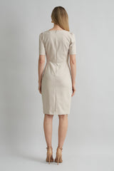 Short Sleeve Square Neck Cotton Dress | Elie Tahari DRIFTWOOD