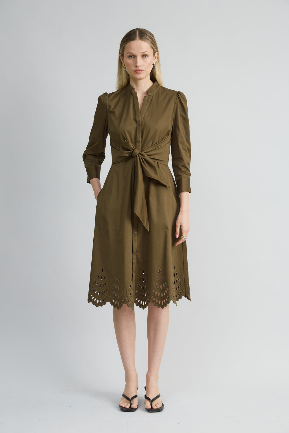 Cotton Tie Embroidered Dress | Elie Tahari SAVOY