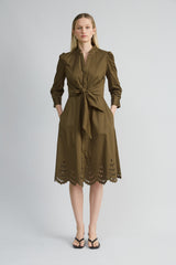 Cotton Tie Embroidered Dress | Elie Tahari SAVOY