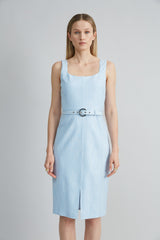 Scallop Melange Dress | Elie Tahari MIST BLUE