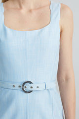 Scallop Melange Dress | Elie Tahari MIST BLUE