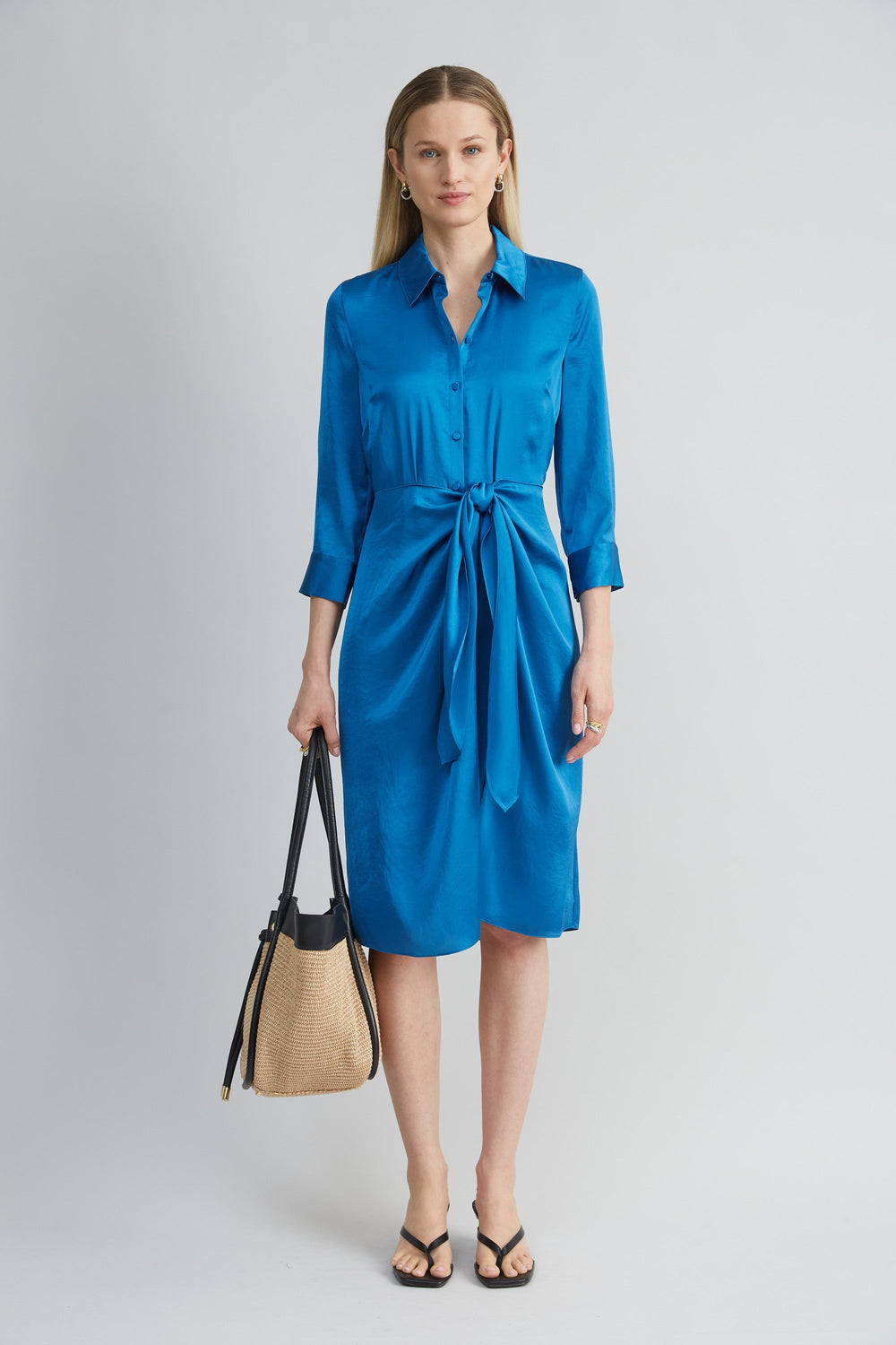 Satin Tie Shirt Dress | Elie Tahari OCEAN