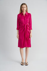Satin Tie Shirt Dress | Elie Tahari CYCLAMEN