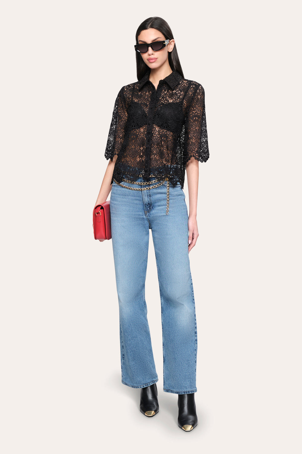 Jackie Lace Shirt | Elie Tahari BLACK