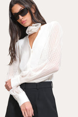 Chiffon Button Down Shirt | Elie Tahari FRESH PEARL