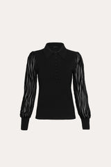 Burnout Polo Sweater | Elie Tahari BLACK