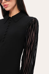 Burnout Polo Sweater | Elie Tahari BLACK