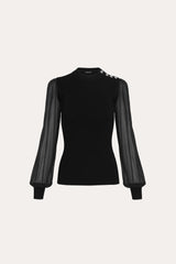 Chiffon Sleeve Knit | Elie Tahari BLACK