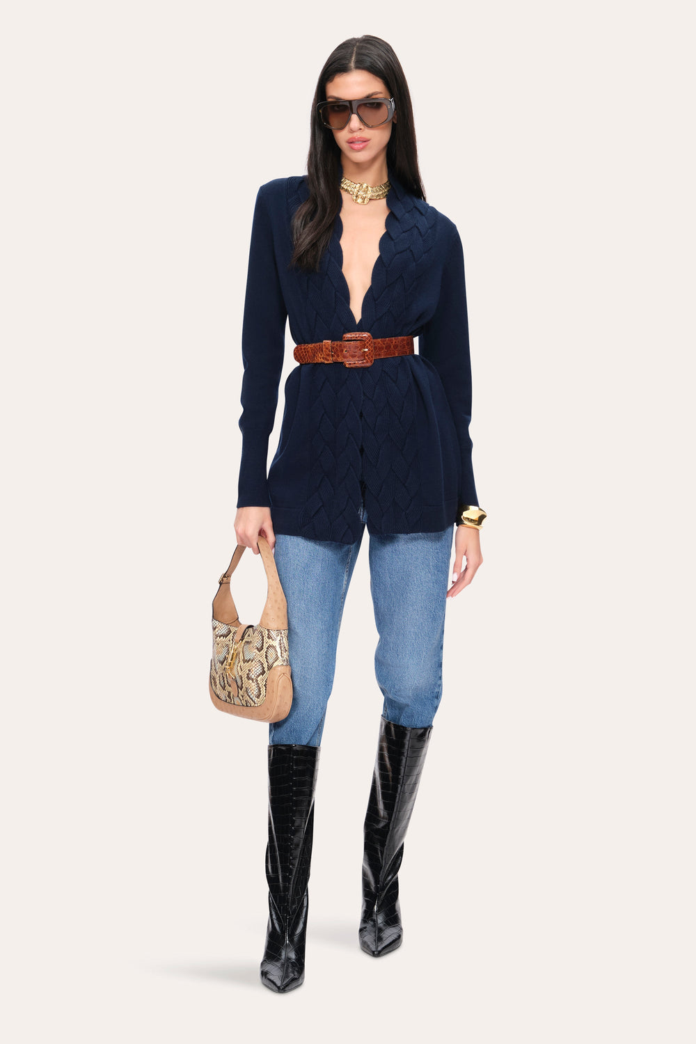 Cable Cardigan | Elie Tahari GALAXY NAVY