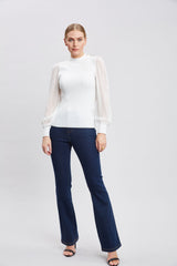 Chiffon Sleeve Knit | Elie Tahari WHITE