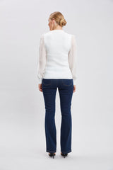 Chiffon Sleeve Knit | Elie Tahari WHITE