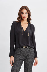 Silk Chain Tassel Shirt | Elie Tahari BLACK