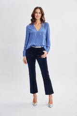 Silk Chain Tassel Shirt | Elie Tahari SLATE BLUE
