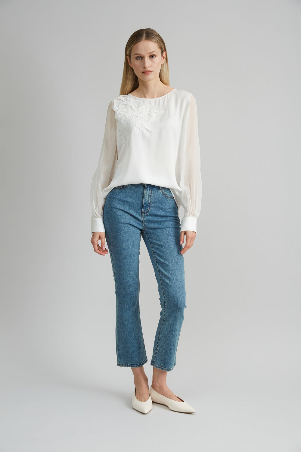 Applique Silk Shirt | Elie Tahari FRESH PEARL