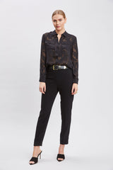 Silk Jacquard Utility Shirt | Elie Tahari BLACK