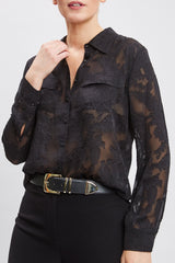 Silk Jacquard Utility Shirt | Elie Tahari BLACK
