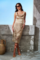 Satin Cowl Cami | Elie Tahari SANDCASTLE